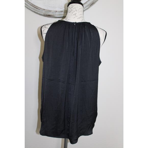 Sleeveless Pleated Neck Blouse – Black – Size M - Picture 2 of 4